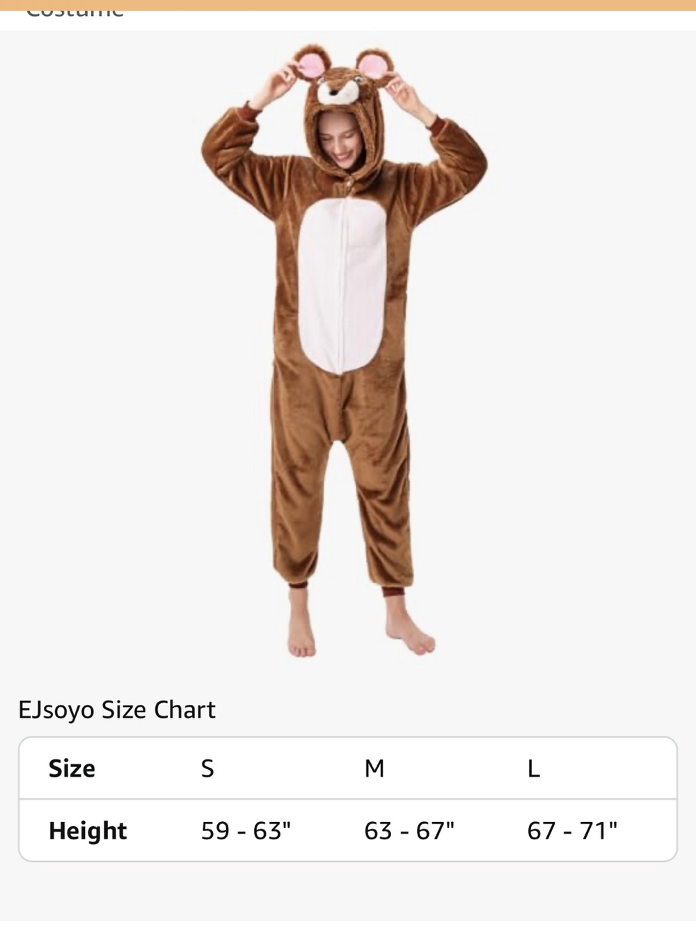 Halloween or Dress Up Unisex Adult Brown Mouse Plush Onesie